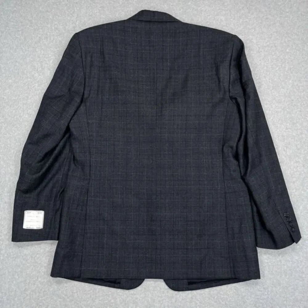 Jos A Bank Travelers Collection Sport Coat 44L Glen‎ Plaid 100% Wool Blazer NWT